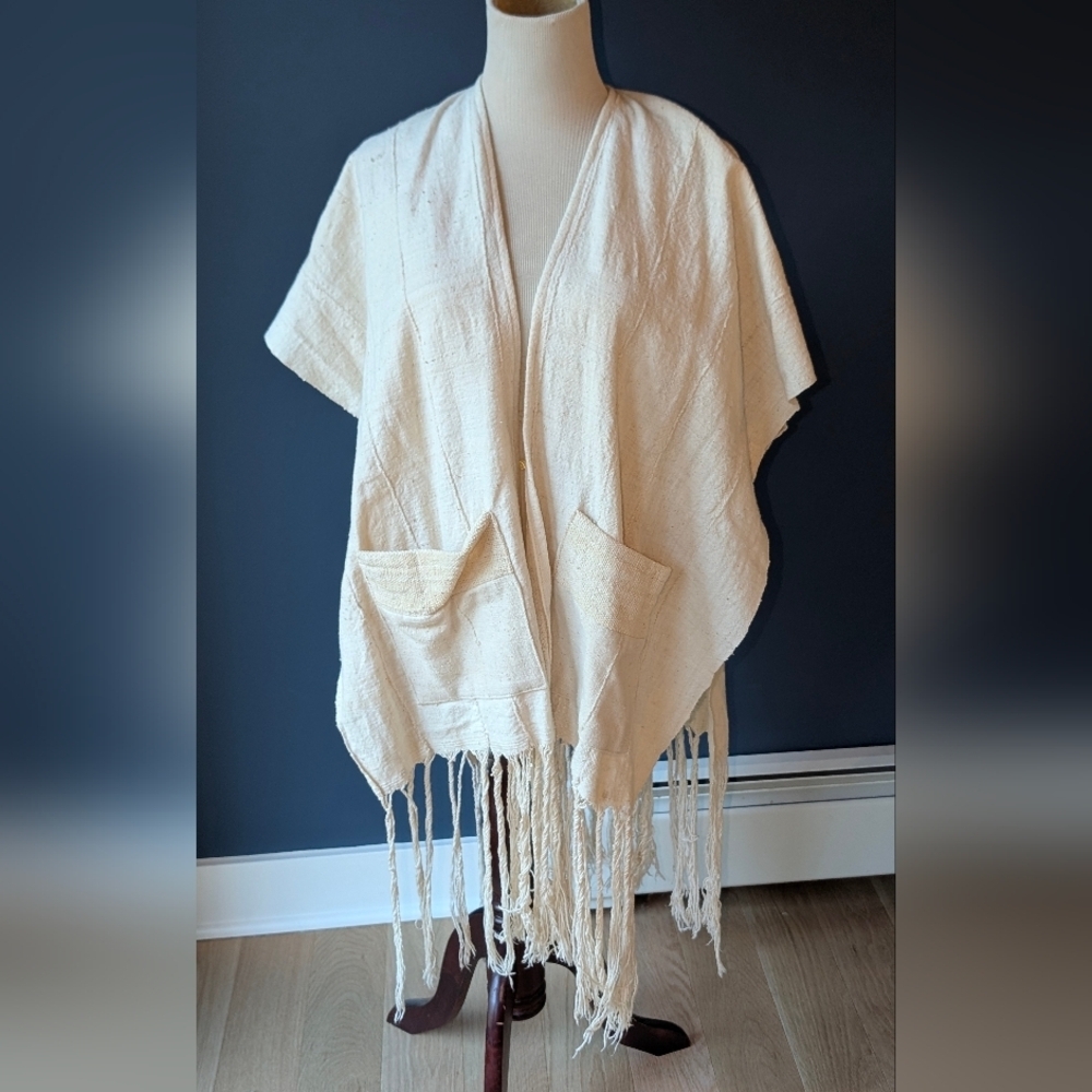 Nancy In Style Boho Kimono Fringe Shawl/Poncho Oa